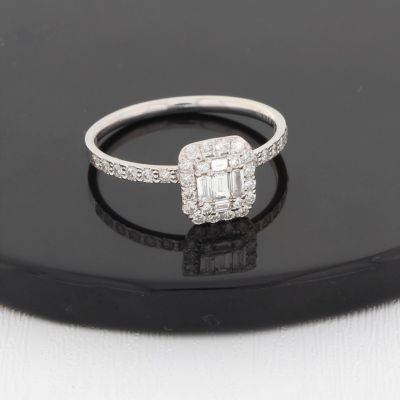 Wert 1590 € Brillant Diamant Ring in 750er 18 K Weißgold Gr.56 - H346