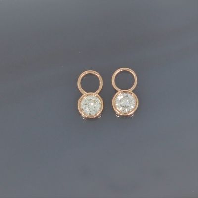 Wert 750 € Solitär Brillant (0,22 carat) Einhänger für Creolen in 585er 14 K Roségold - H797