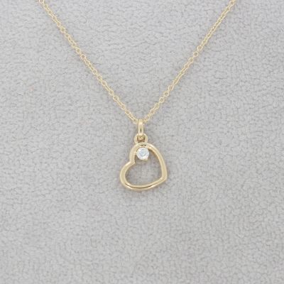 Wert 550 € Brillant Herz Anhänger mit Kette (0,04 carat) in 585er 14 K Gelbgold - H823