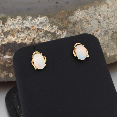Wert 390 € Opal Ohrringe (0,50 carat) in 585er 14 K Gelbgold - H874