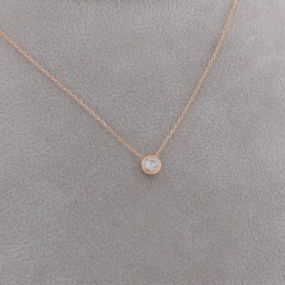 Wert 990 € Solitär Brillant Anhänger mit Kette (0,10 carat) in 750er 18 K Roségold - H911