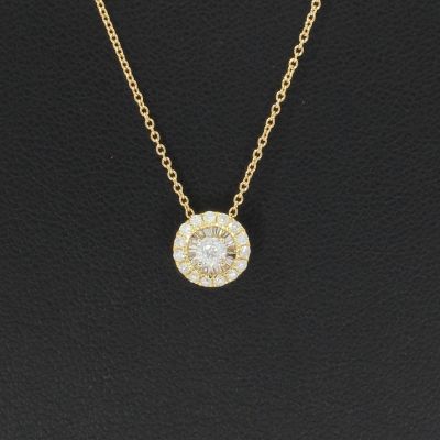 Wert 1050 € Brillant Diamant Baguette Anhänger Kette Kreis in 750er 18 K Gelbgold L. variabel 45 cm - H252
