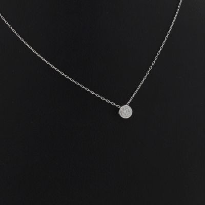 Wert 990 € Solitär Brillant Anhänger mit Kette (0,10 carat) in 750er 18 K Weißgold - H585