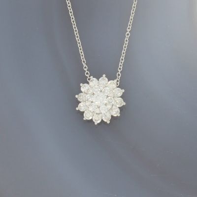 Wert 1150 € Brillant Anhänger mit Kette (0,40 carat) in 750er 18 K Weißgold Länge 42,0 + 45,0 cm - H186