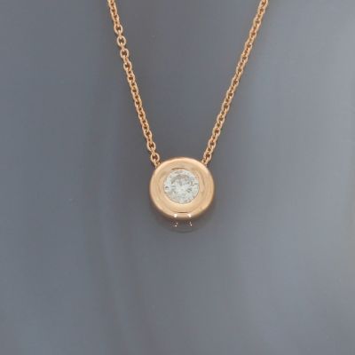 Wert 970 € Solitär Brillant Anhänger Kette (0,15 carat) in 750er 18 K Rosegold L. 42 / 45 cm