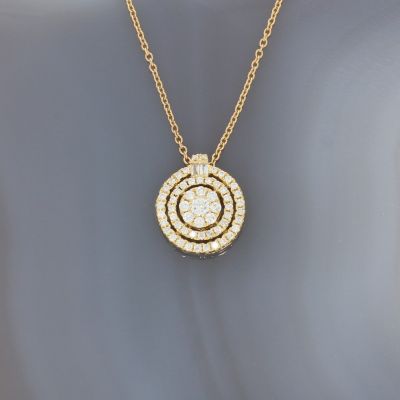 Wert 1280 € Brillant Diamant Anhänger mit Kette in 750er 18 K Gelbgold Länge 42,0+45,0 cm - H184