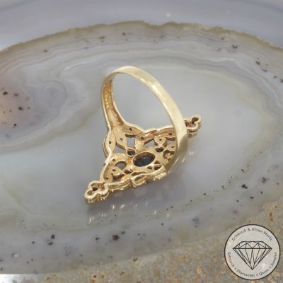 Wert 1190 € Diamant Saphir Ring 585er/14 Karat Gelb Gold Größe 56 – 105633
