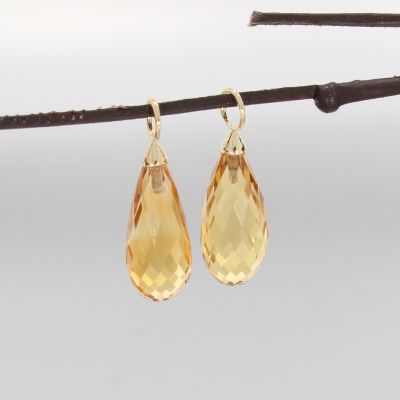 Wert 350 € Citrin (8,40 carat) Einhänger für Ohrringe in 585er 14 K Gelbgold - H119