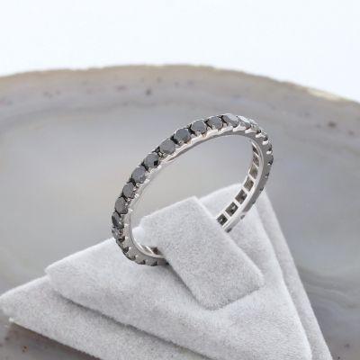 Wert 990 € schwarzer Diamant Memory Ring (1,00 carat) in 750er 18 Karat Weißgold Gr. 56 - H287