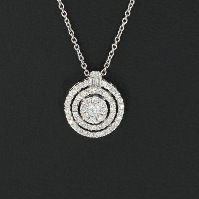 Wert 1280 € Brillant Diamant Anhänger Kette in 750er 18 K Weißgold - H453