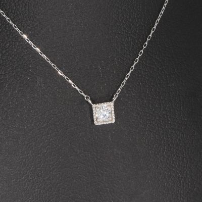 Wert 790 € Solitär Brillant Collier in 750er 18 K Weißgold - H171