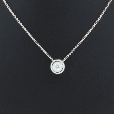 Wert 970 € Solitär Brillant Anhänger mit Kette (0,15 carat) in 750er 18 K Weißgold L. 42 und 45 cm - H149