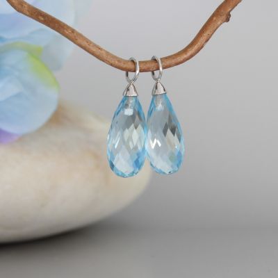 Wert 350 € Topas (8,40 carat) Einhänger für Ohrstecker in 585er 14 K Weißgold - H128
